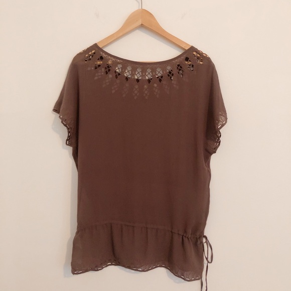 Massimo Dutti purple blouse cutouts small BL - Picture 4 of 5